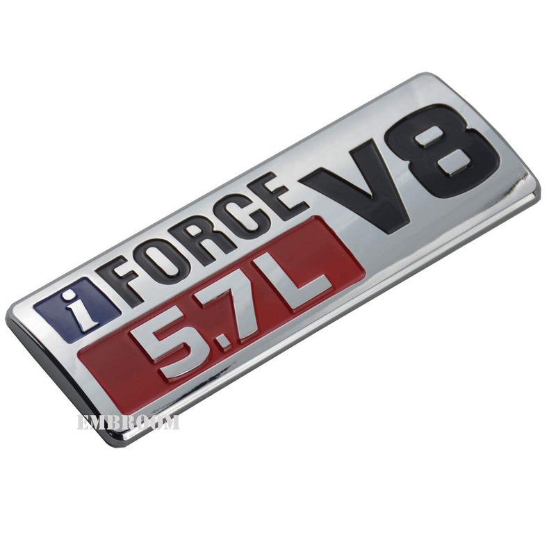 EmbRoom 2pcs IFORCE 5.7L V8 Badge Side Emblem, 3D Door Badge NamePlate Decals Stickers Replacement for IFORCE (Chrome Red) - Image 2